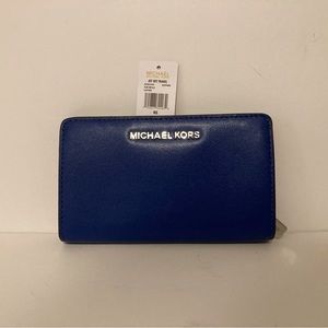 MICHAEL KORS Slim Bifold Wallet Sapphire Blue Leather